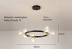 Nordic Round Glass Pendant Light Iron Frame