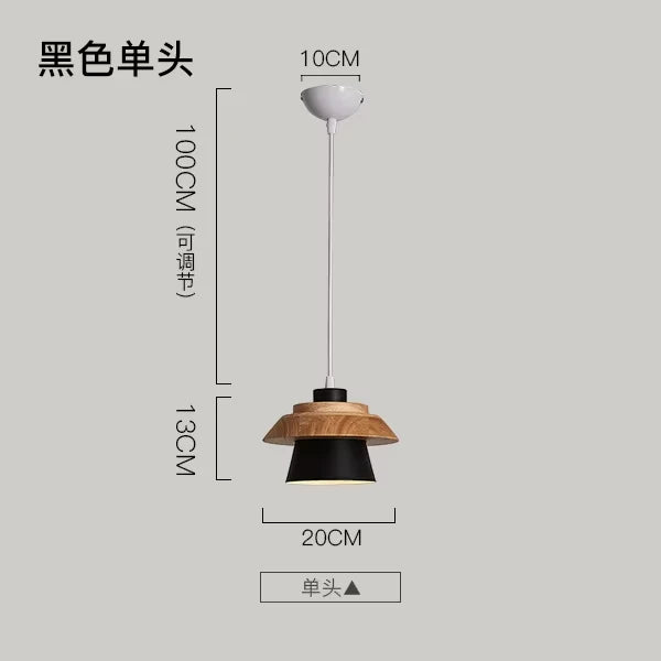 Nordic Wood and Macaron Metal Two Tier Pendant Light for Dining Nook