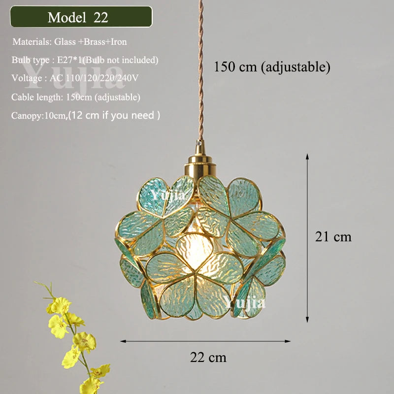 Multi-Style Nordic Pendant Lamp Green Glass Ceiling Lighting Kitchen Island Hand Brass Hanging Light fixtures for Dining Room