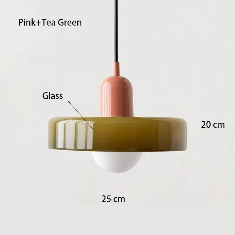 Retro Two Tone Glass Mushroom Pendant Light for Cafe and Dining Room