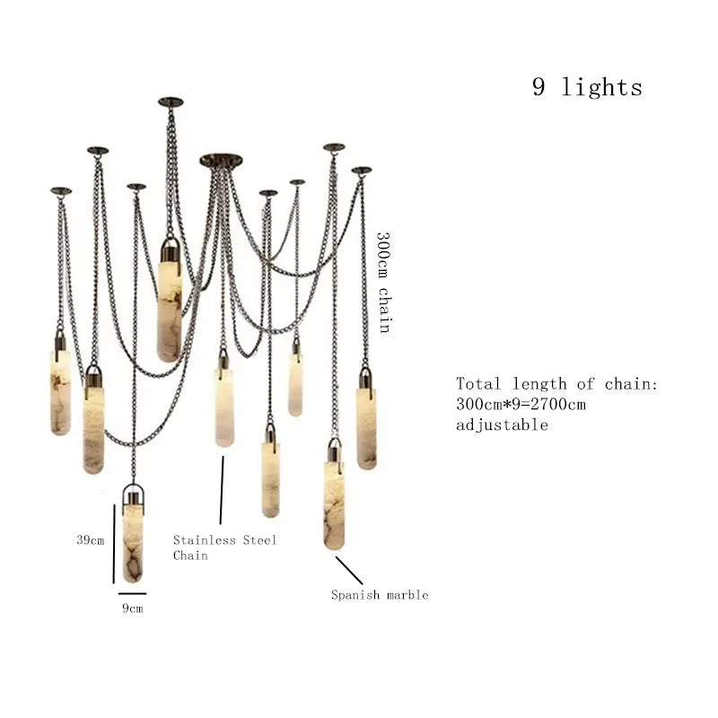Nordic Marble Alabaster Pendant Light Multi-Drop