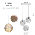 Starry Glass Ball Cluster Chandelier for Staircase in Smoky Gray and Cognac