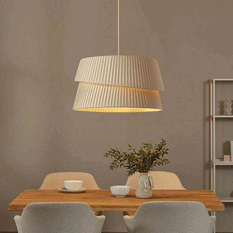 Lámpara colgante nórdica minimalista de hierro con pantalla de tela