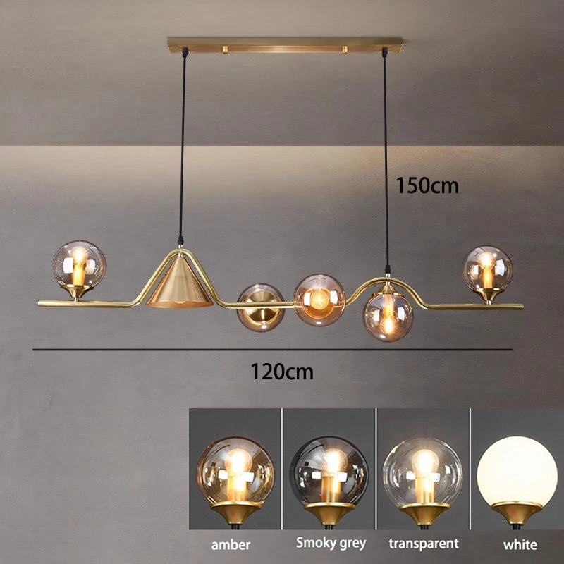 Nordic Iron Glass Pendant Light for Dining Room
