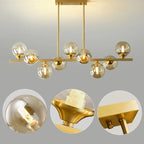 Glass Globe Mid Century Chandelier Linear Dining Light