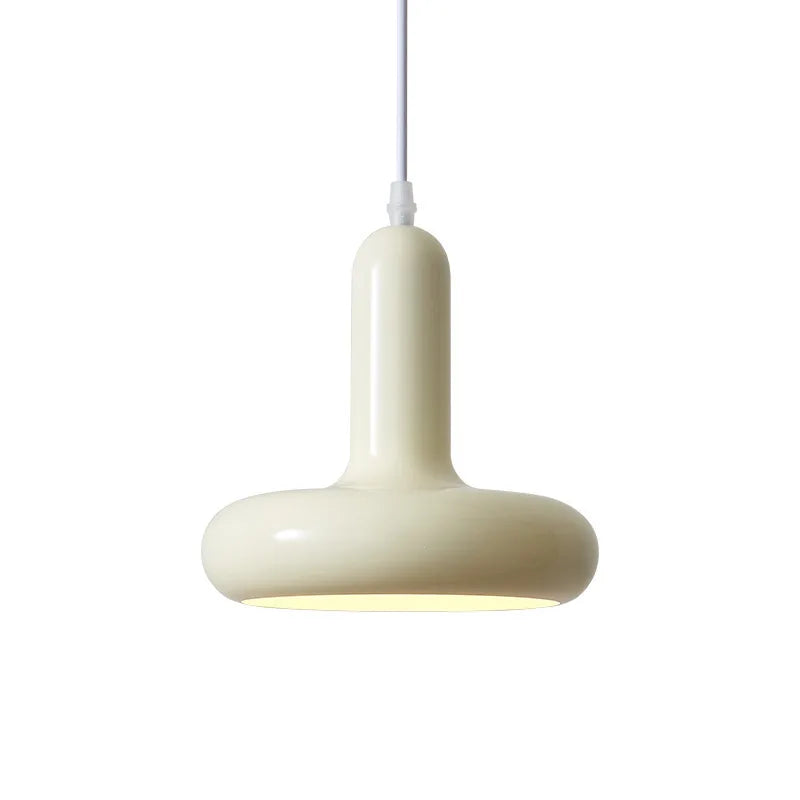 Bauhaus Glossy Mushroom Pendant Light in Five Cream Colors for Bedside