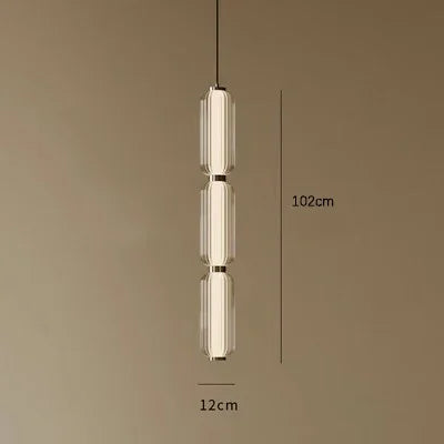 Modern Stacked Ribbed Glass Capsule Pendant Light in Black and Copper