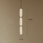 Modern Stacked Ribbed Glass Capsule Pendant Light in Black and Copper