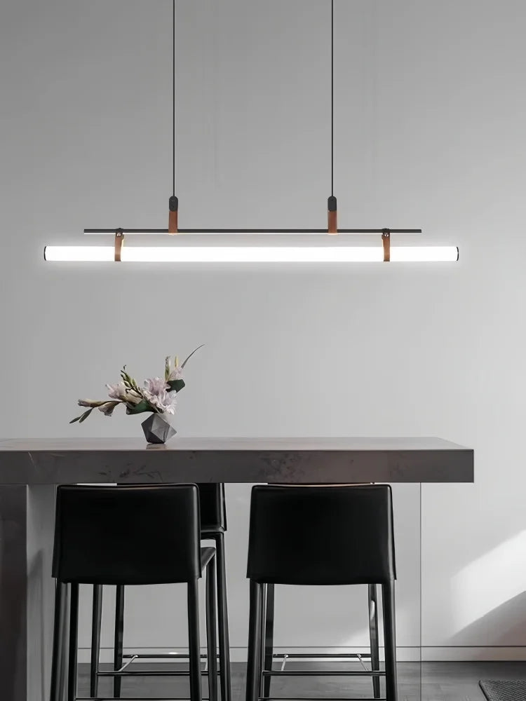 Nordic Brass Pendant Light with Leather Accents