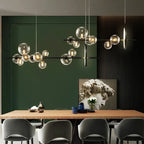 Modern Ring Glass Ball LED Chandelier Iron Frame