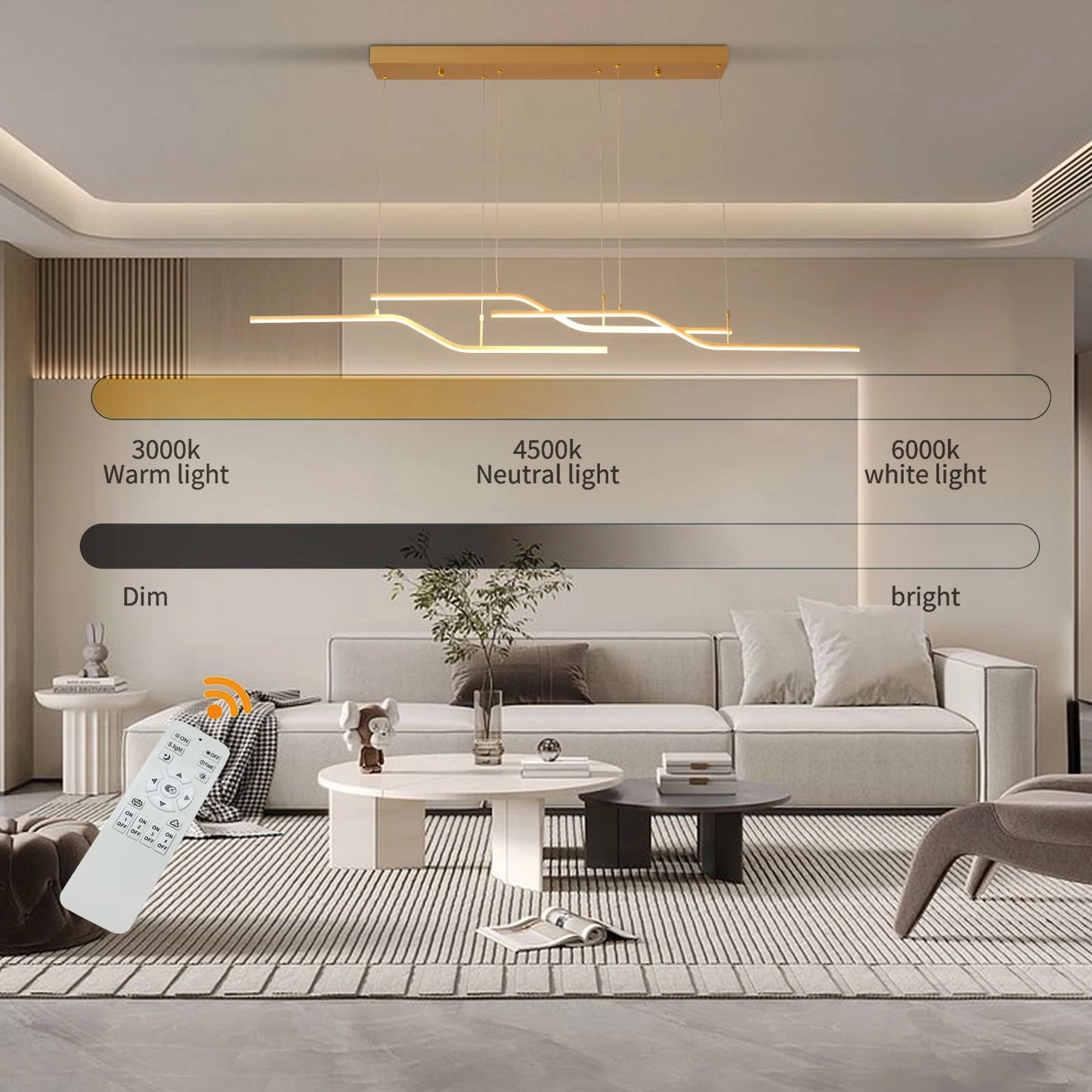 Minimalist Gold Linear Pendant Light for Dining