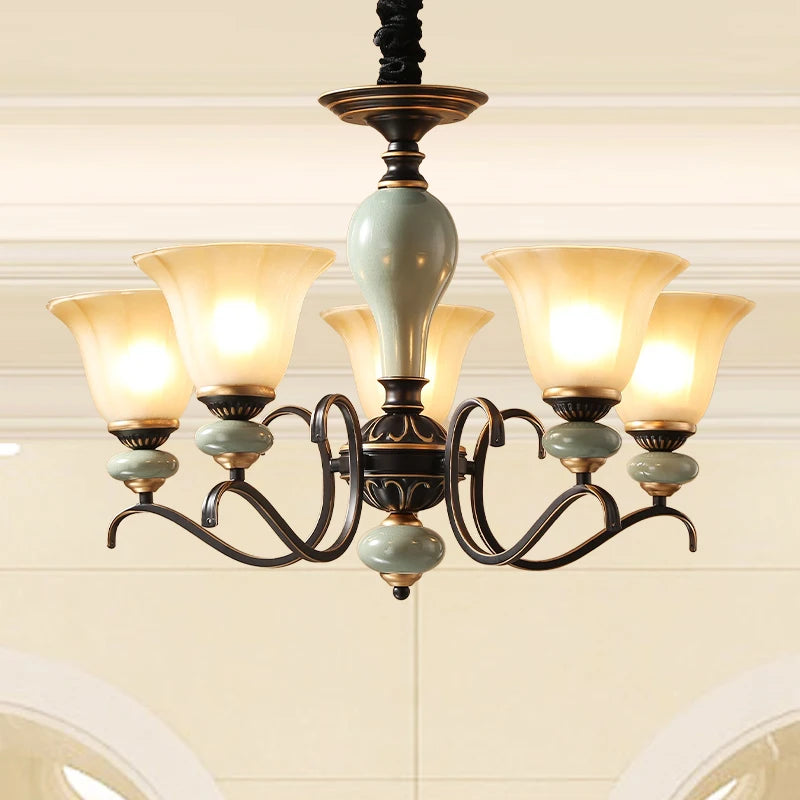 Vintage Iron Ceramic Chandelier Multi-Size