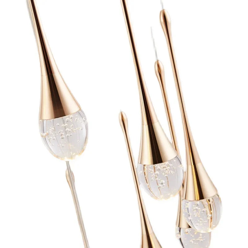 Modern Crystal LED Chandelier - Gold Hallway Hanging Light