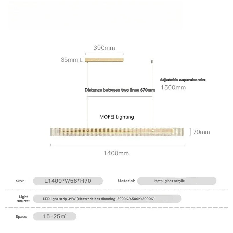 Minimalist Linear Pendant Light with Metal Finish