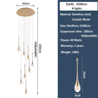 Modern Crystal LED Chandelier - Gold Hallway Hanging Light