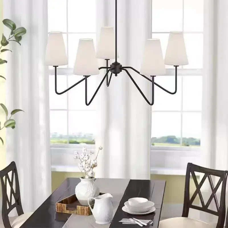 Nordic Iron Pendant Light with Fabric Shades