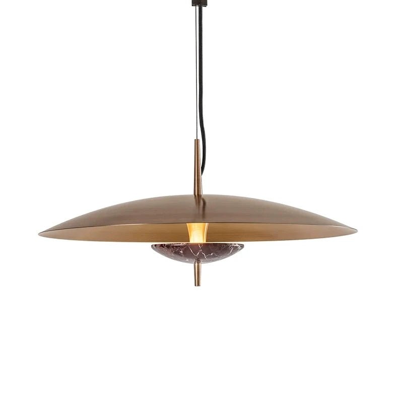 Minimalist Iron Pendant Light with Marble Detail