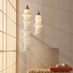 Wabi Sabi Silk Pagoda Column Pendant Light for Staircase and Loft