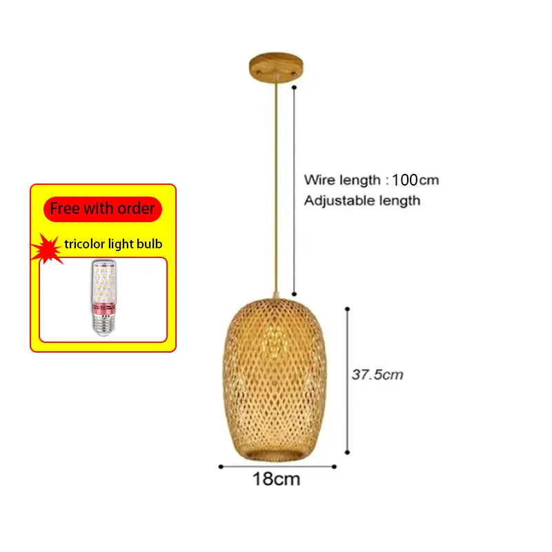 Bamboo Rattan Woven Pendant Light Chandelier