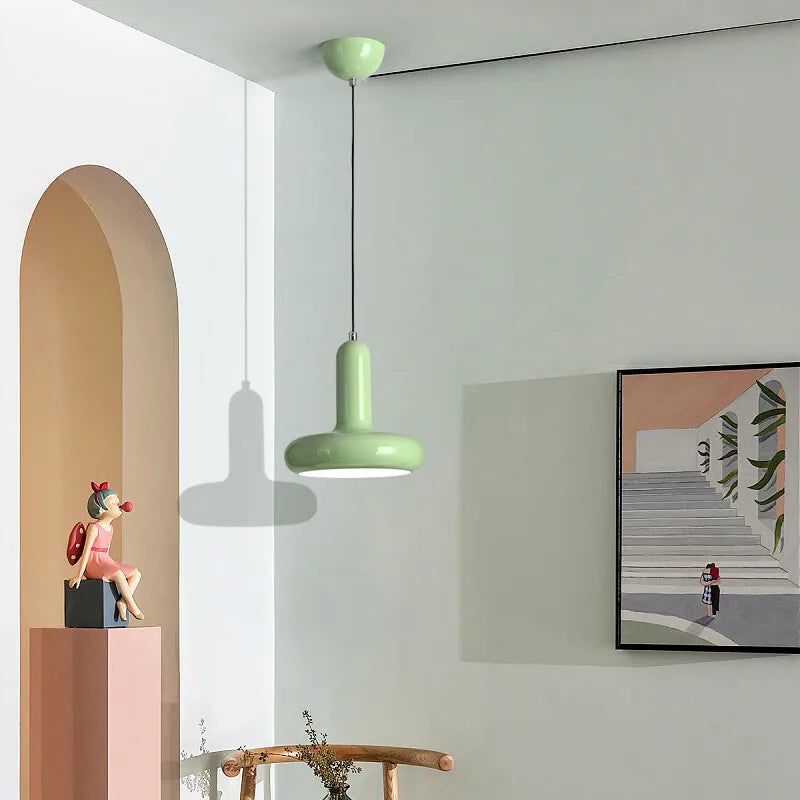 Bauhaus Glossy Mushroom Pendant Light in Five Cream Colors for Bedside