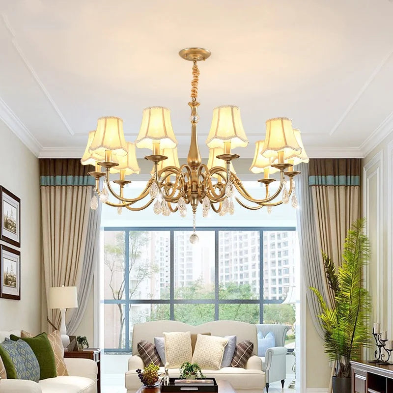 Gold Crystal Chandelier Pendant Light for Living Room