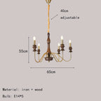 Retro Metal Chandelier with Dark Wood Accents