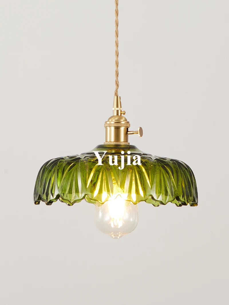 Multi-Style Nordic Pendant Lamp Green Glass Ceiling Lighting Kitchen Island Hand Brass Hanging Light fixtures for Dining Room