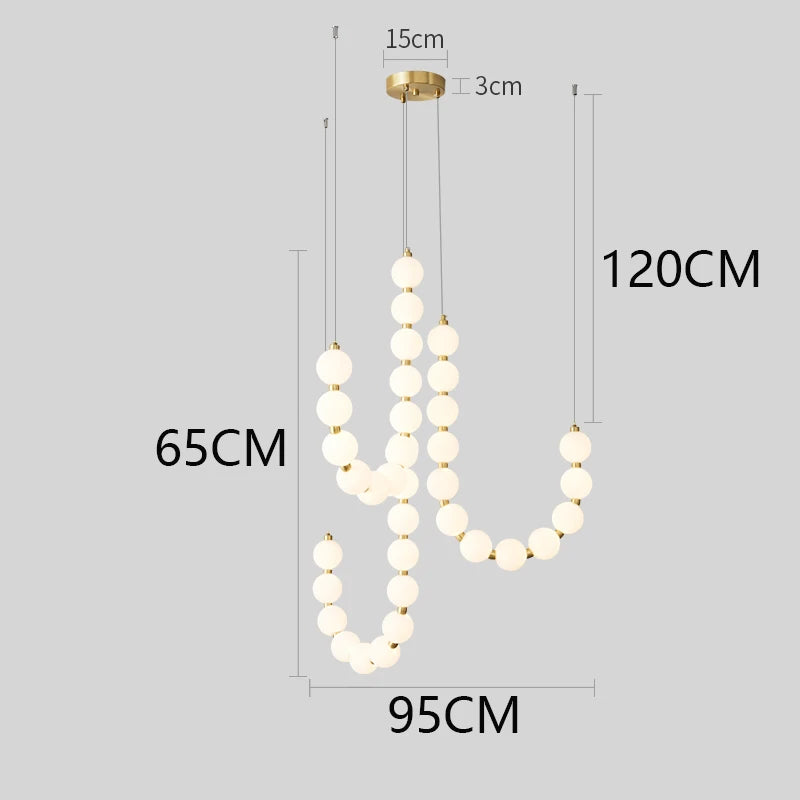 Modern Glowing Bead Strand LED Chandelier for Staircase and Living Room
