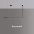 Nordic Wood Pendant Lights LED Modern Hanging Lamps for Dining Living Room Kitchen Office Shop Long Strip Celling Lamp