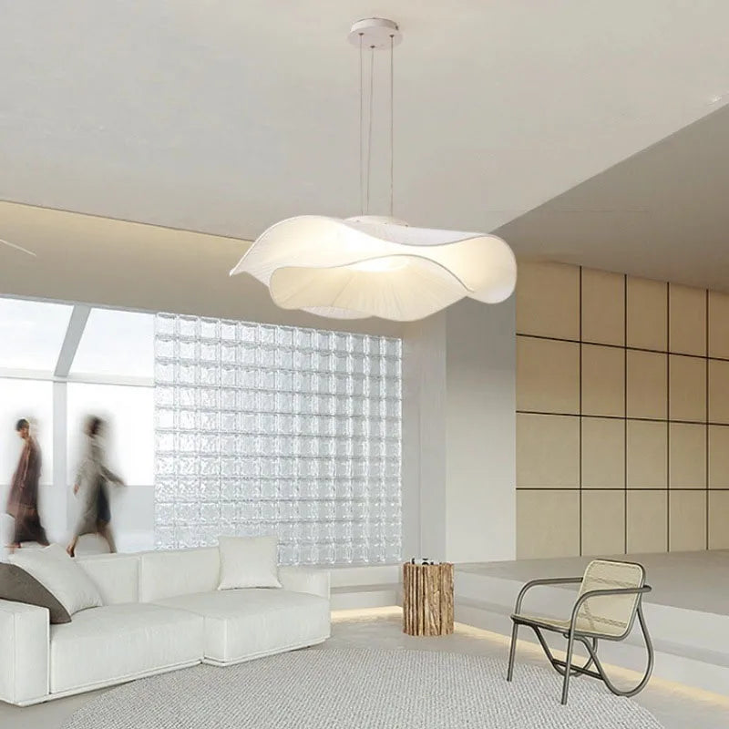 Lámpara colgante de tela blanca minimalista para comedor