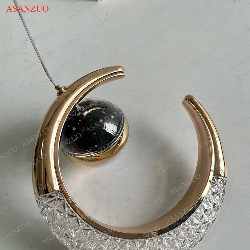 Nordic Iron Moon Star Pendant Light for Bedroom