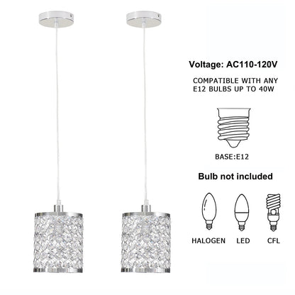 Crystal Pendant Light Modern Kitchen Island Lighting Adjustable White