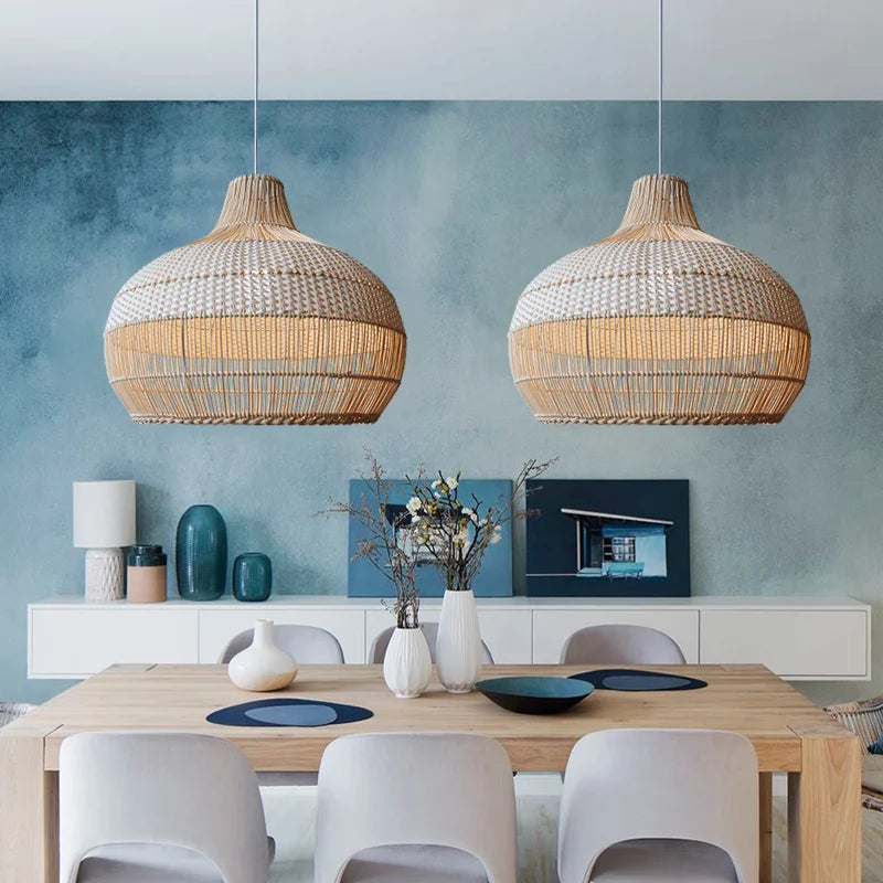 Bohemian Rattan Pendant Light for Dining Room