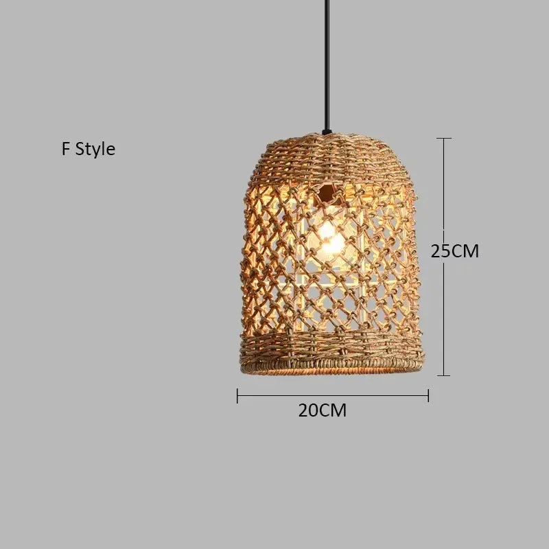 Bohemian Rattan Woven Pendant Light for Dining