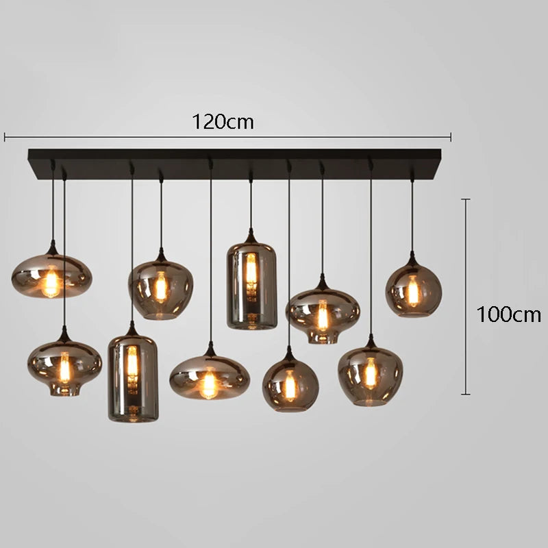 Nordic Smoke Glass Pendant Light for Dining Room