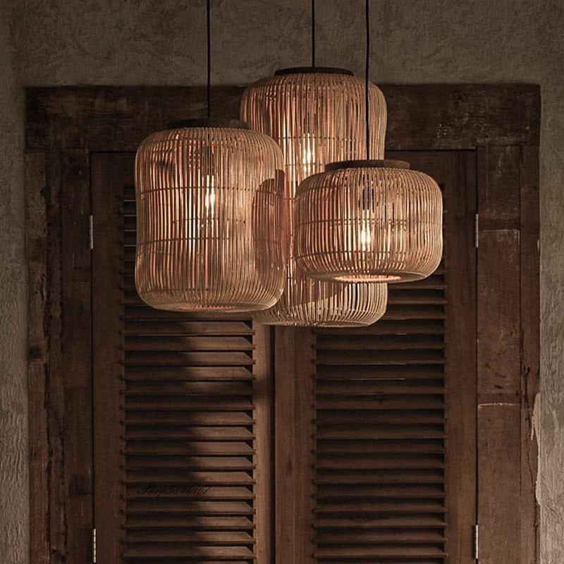 Wabi-sabi Rattan Hand-woven Pendant Light