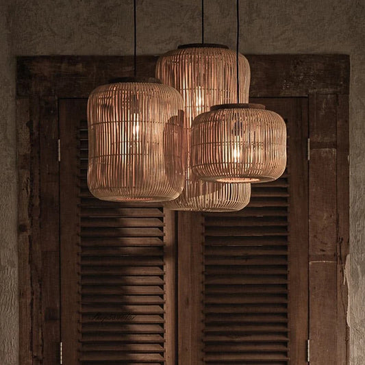 Wabi-sabi Rattan Hand-woven Pendant Light