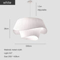 Nordic Cream Pleated Wave Fabric Pendant Light for Living Room