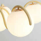 French Cream Squiggle Chandelier with Opal Glass Globes in Red and White
