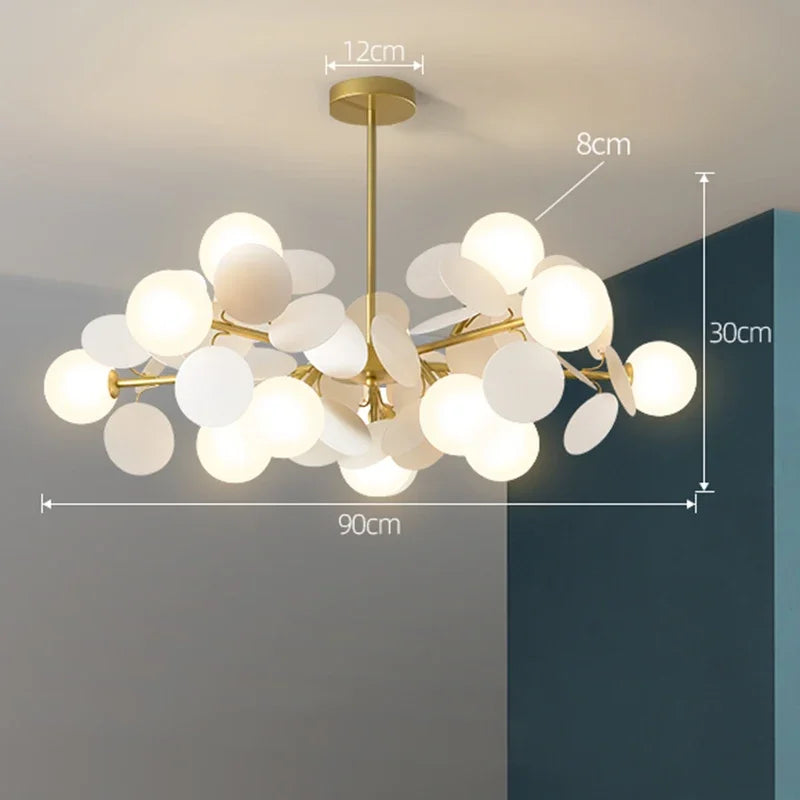 Colorful Branch Chandelier with Opal Glass Balls for Kids Room and Living Room