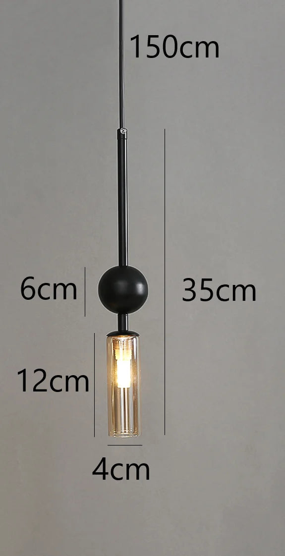 Nordic Light Luxury Pendant Lights Gold Black Iron Art Chandeliers LED Restaurant Bedroom Bedside Glass Decoration Hanging Lamp