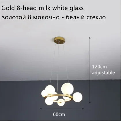 Modern Ring Glass Ball LED Chandelier Iron Frame