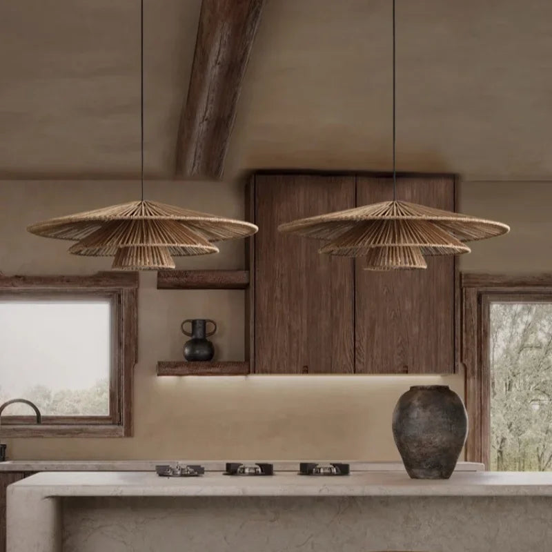 Wabi Sabi Rattan Pendant Light - Japanese Style