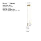 Nordic Glass Ball Pendant Light - Brass Hanging Lamp