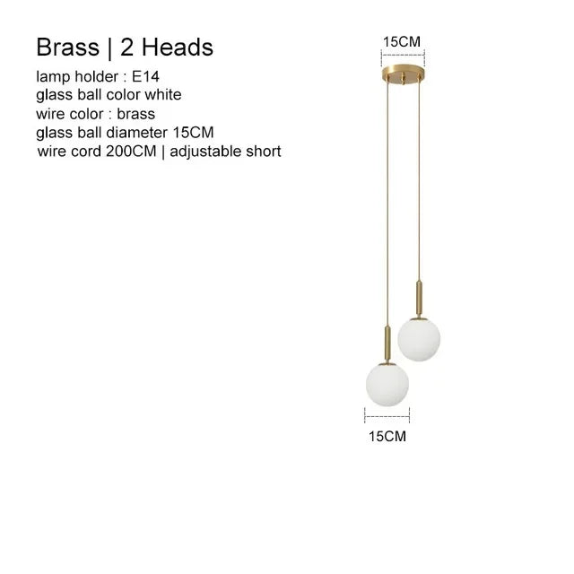 Nordic Glass Ball Pendant Light - Brass Hanging Lamp