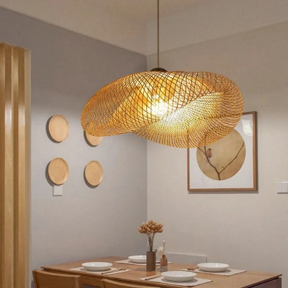 Nordic Rattan Woven Pendant Lamp for Dining Room