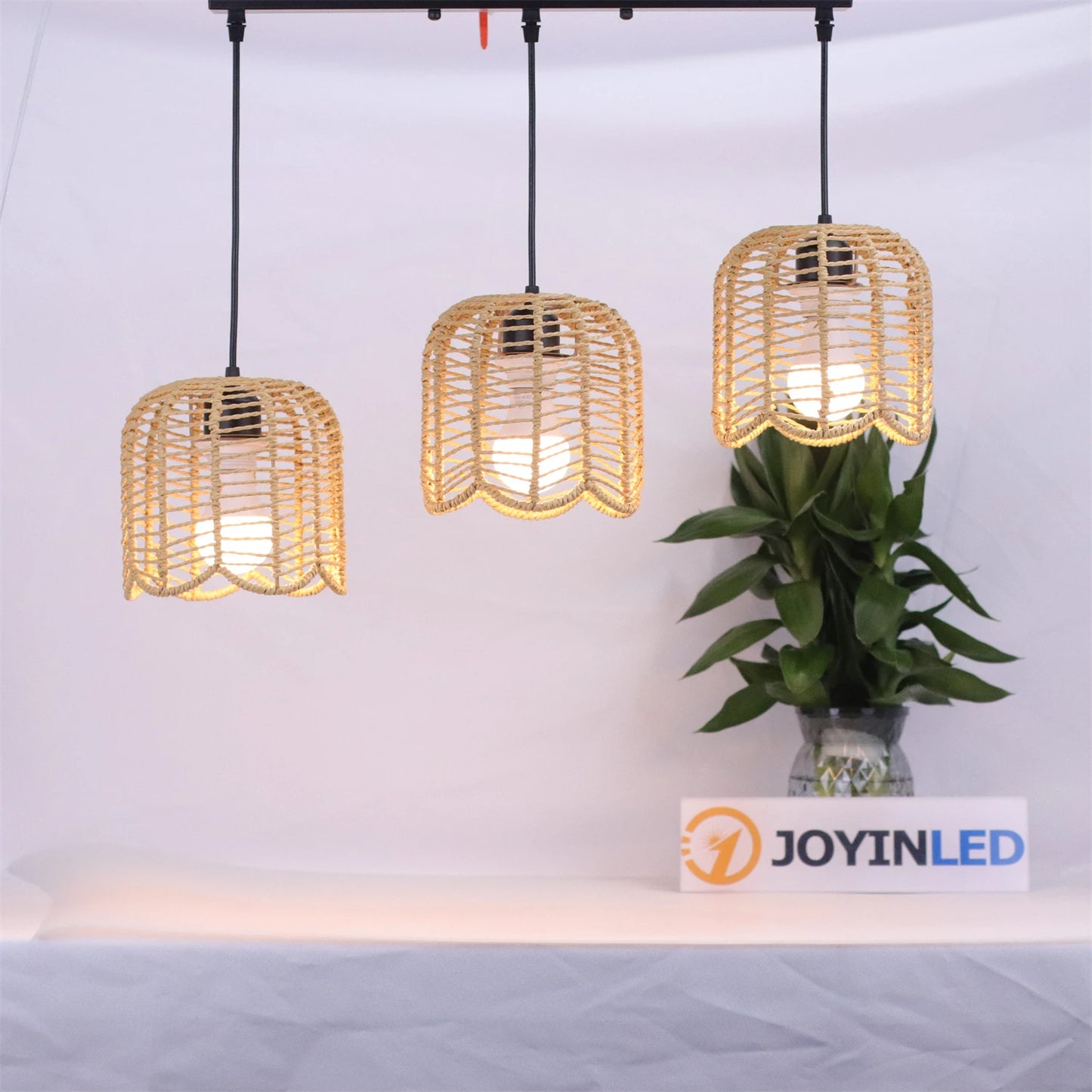 Bohemian Rattan Pendant Light 3-Head Hanging Lamp