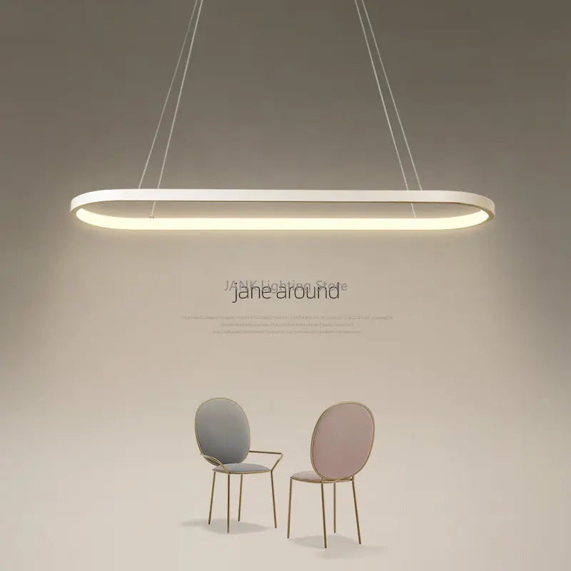 Minimalist LED Pendant Light Oval Strip Design