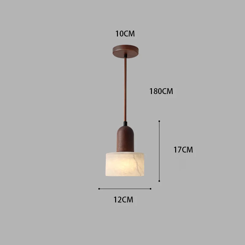 Nordic Wood Marble Pendant Light for Bedroom