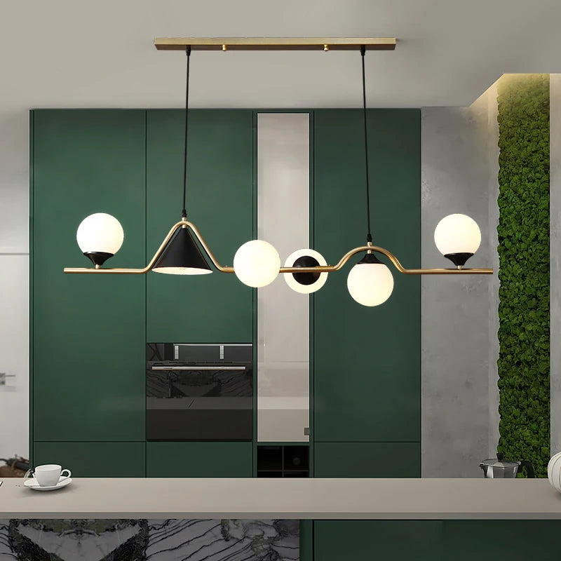 Nordic Iron Glass Pendant Light for Dining Room